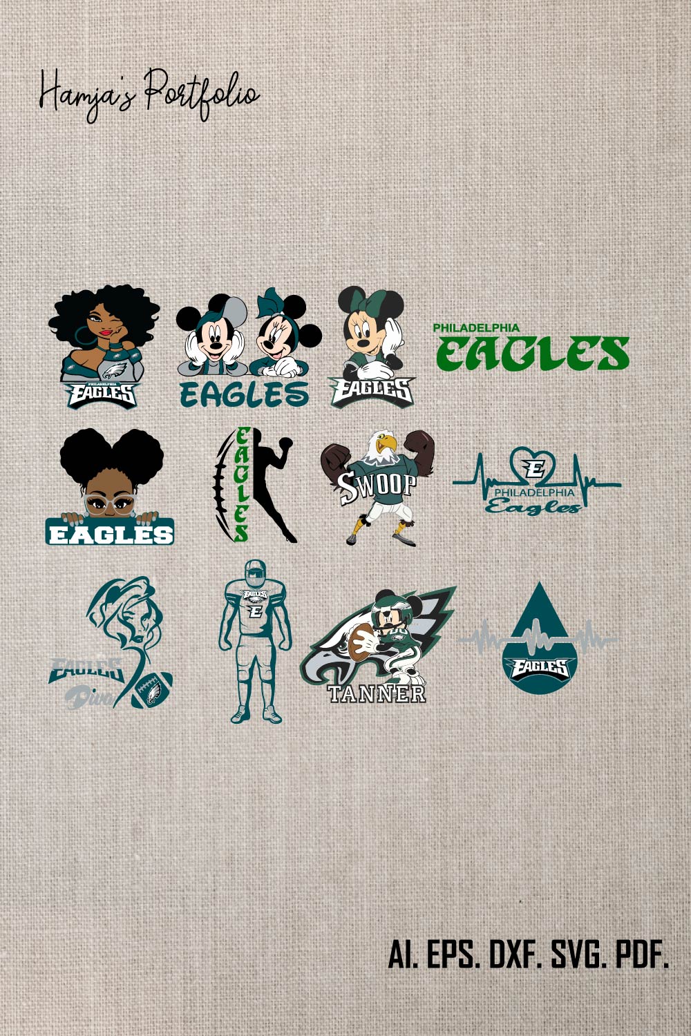 Philadelphia Eagles logo svg vector , bundle logo, NFL teams, Football Teams svg bundle pinterest preview image.