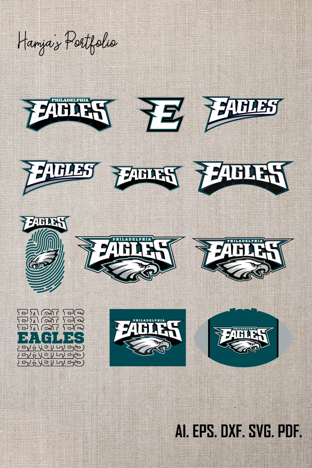 Philadelphia Eagles logo svg vector , bundle logo, NFL teams, Football Teams svg bundle pinterest preview image.