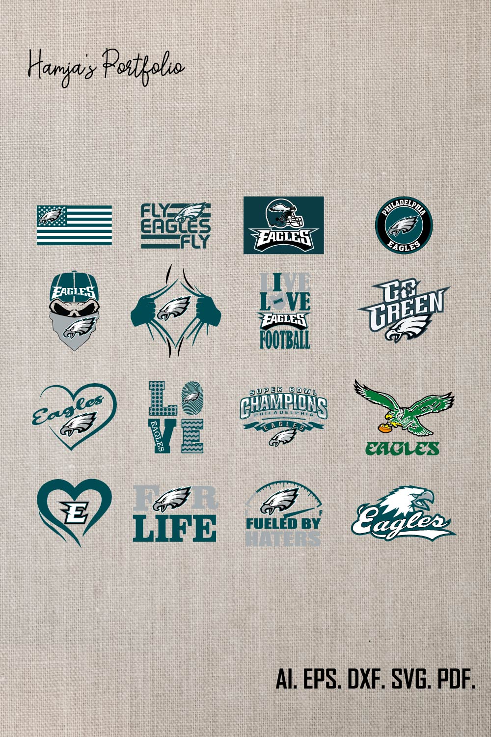 Philadelphia Eagles logo svg vector , bundle logo, NFL teams, Football Teams svg bundle pinterest preview image.