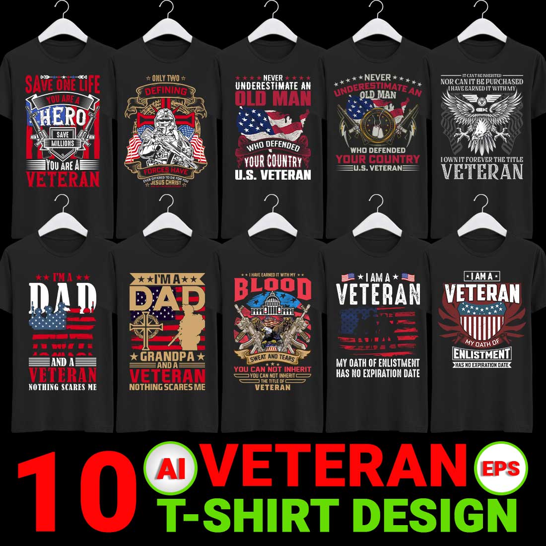 Veteran's Day T-Shirts Design Bundle preview image.