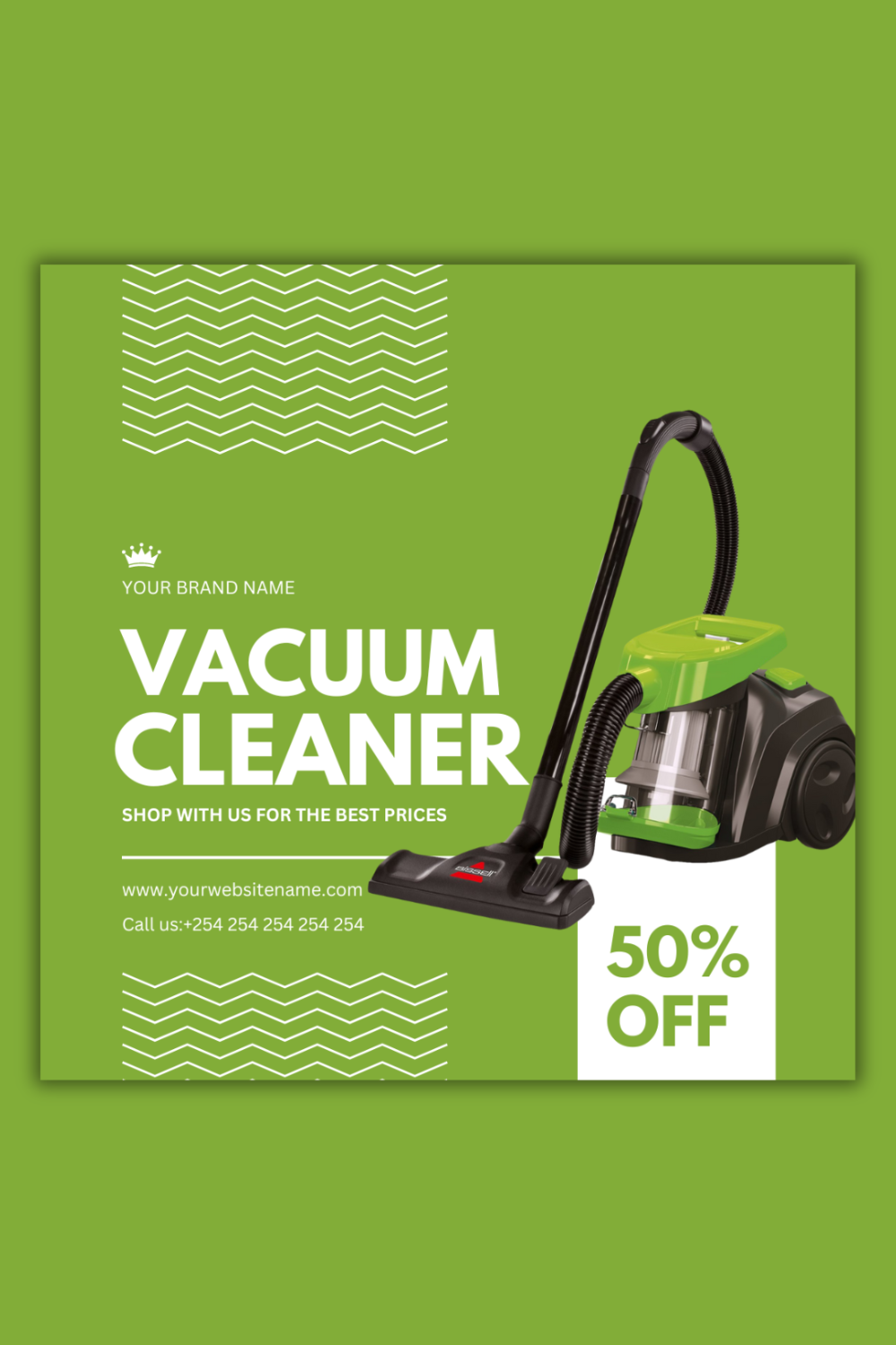 1 Instagram sized Canva Vacuum Cleaner Sale Design Template Bundle – $4 pinterest preview image.