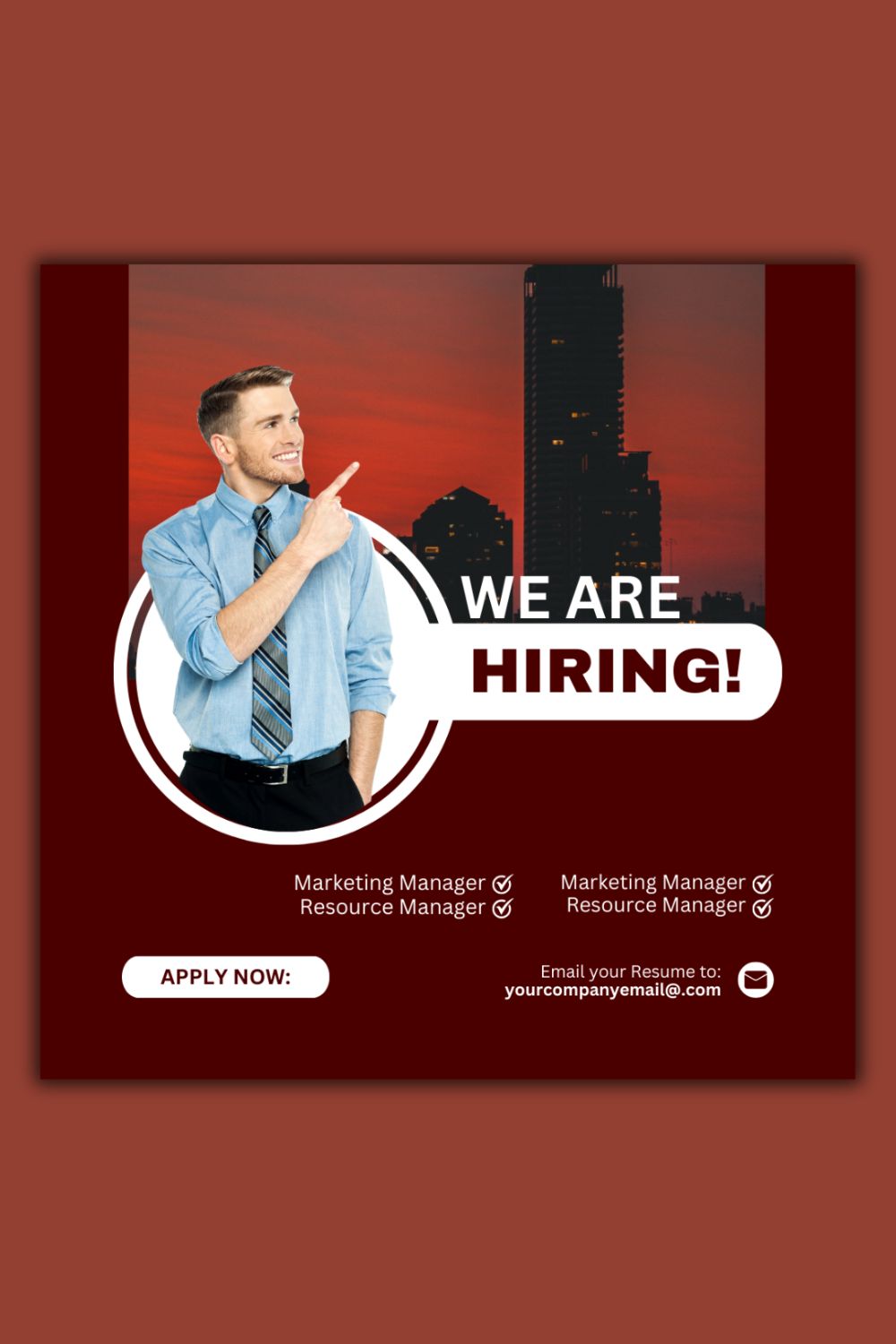 1 Instagram Sized Canva Hiring Design Template -$4 pinterest preview image.