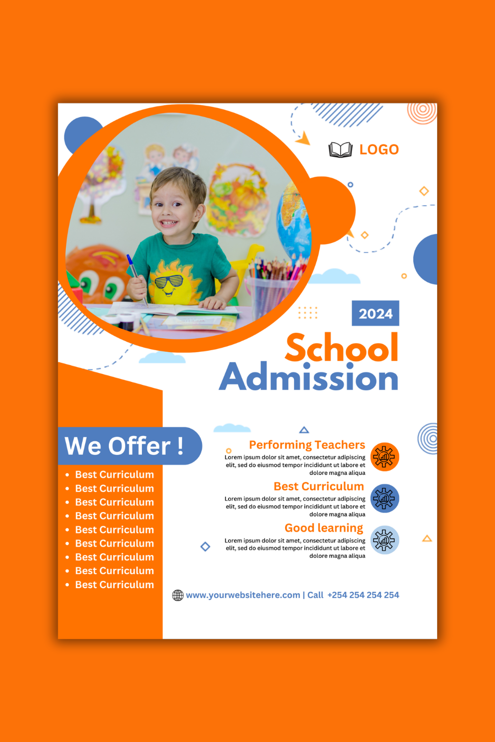 1 A4 Flyer Canva School Admission Design Template Bundle – $4 pinterest preview image.