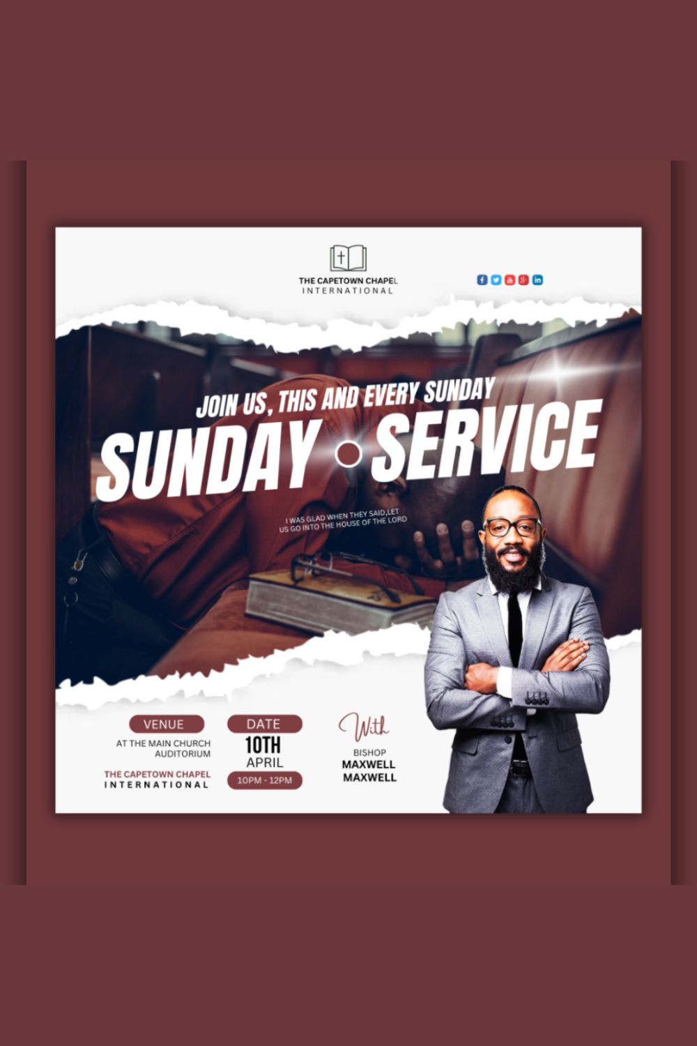 1 Instagram sized Canva Sunday Service Design Template Bundle – $4 pinterest preview image.