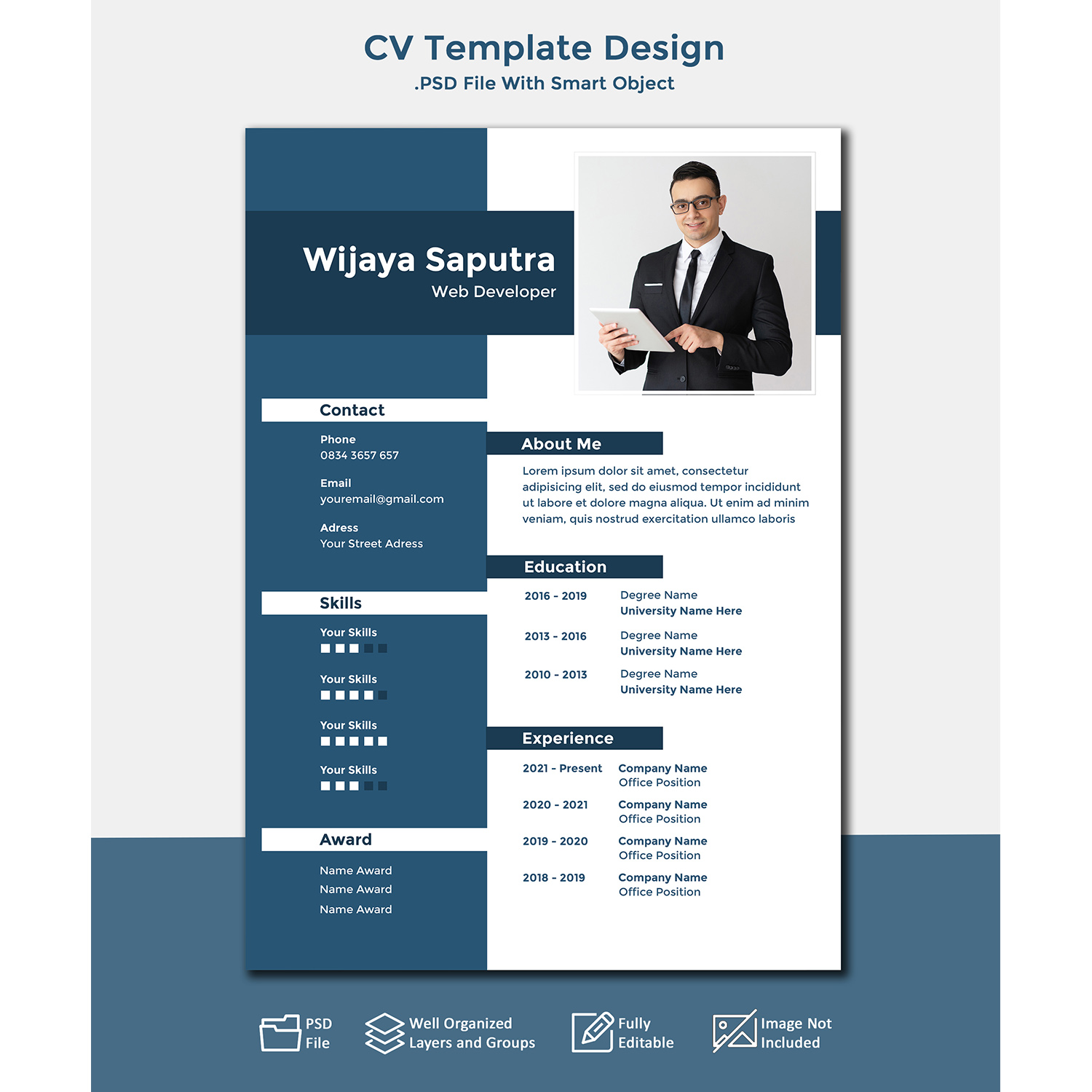 College Syudent Resume Template preview image.