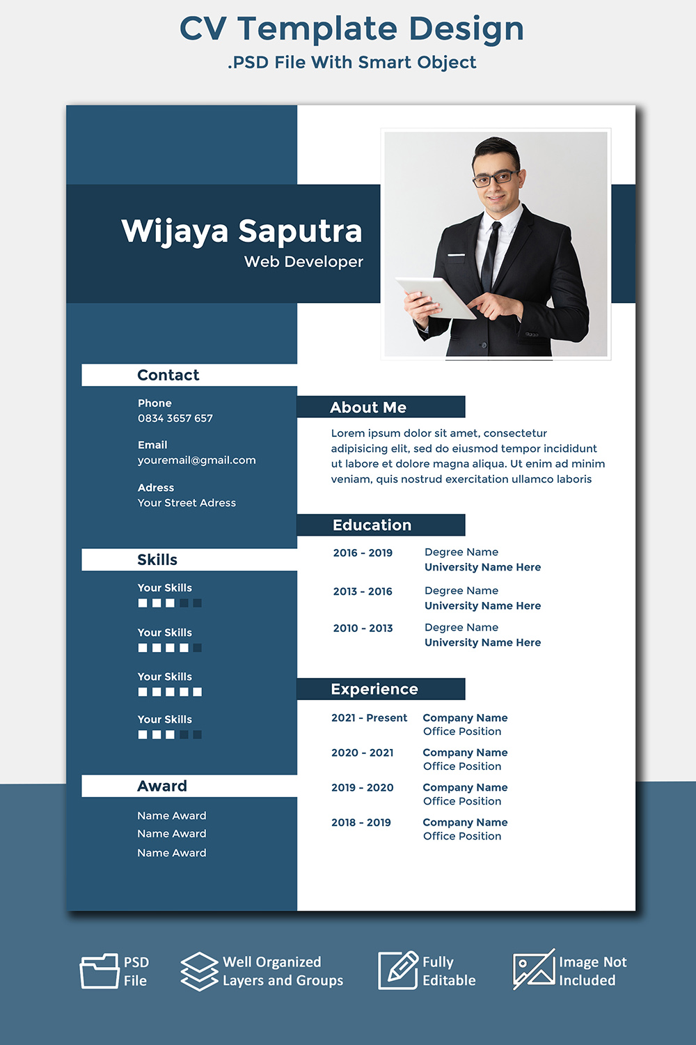 College Syudent Resume Template pinterest preview image.