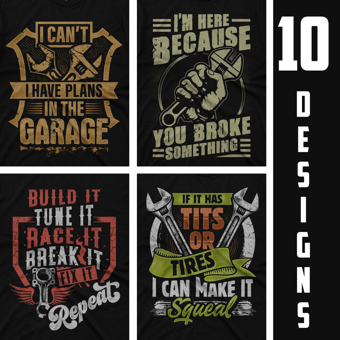 10 premium mechanic t shirt design bundle cover image.