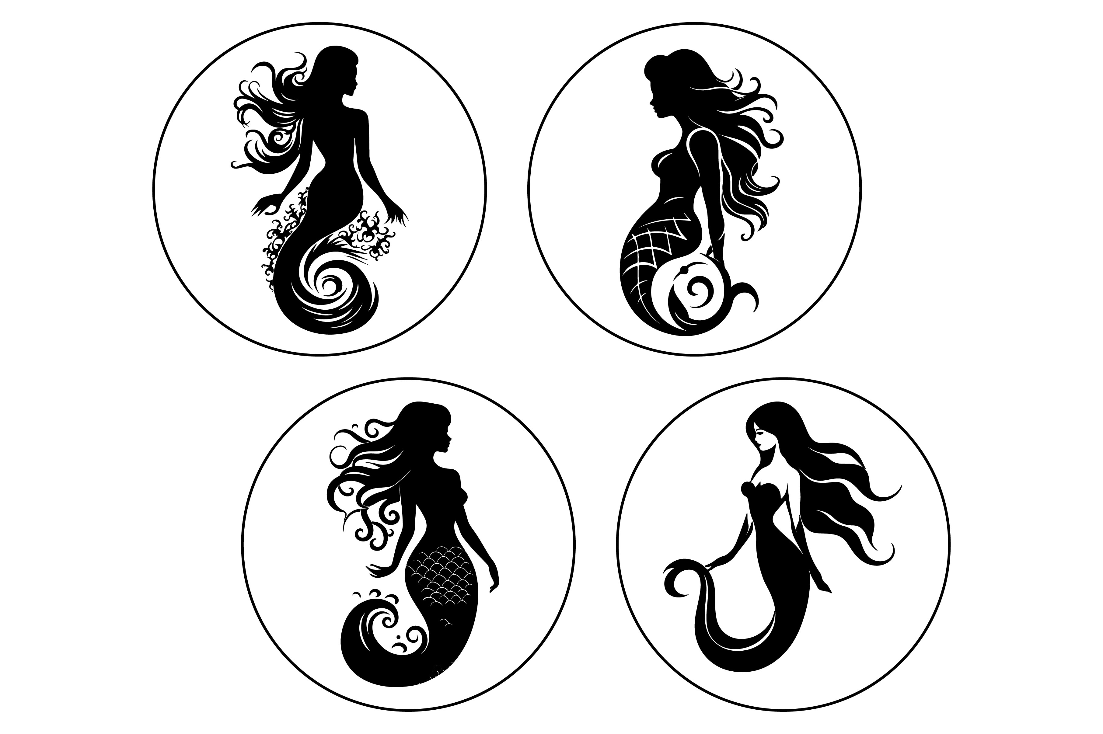 mermaid silhouette vector graphic 1 832