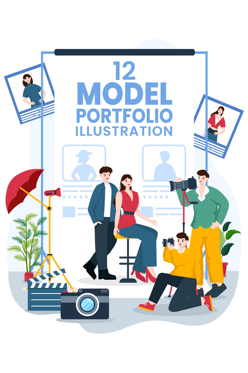 12 Model Portfolio Illustration pinterest preview image.