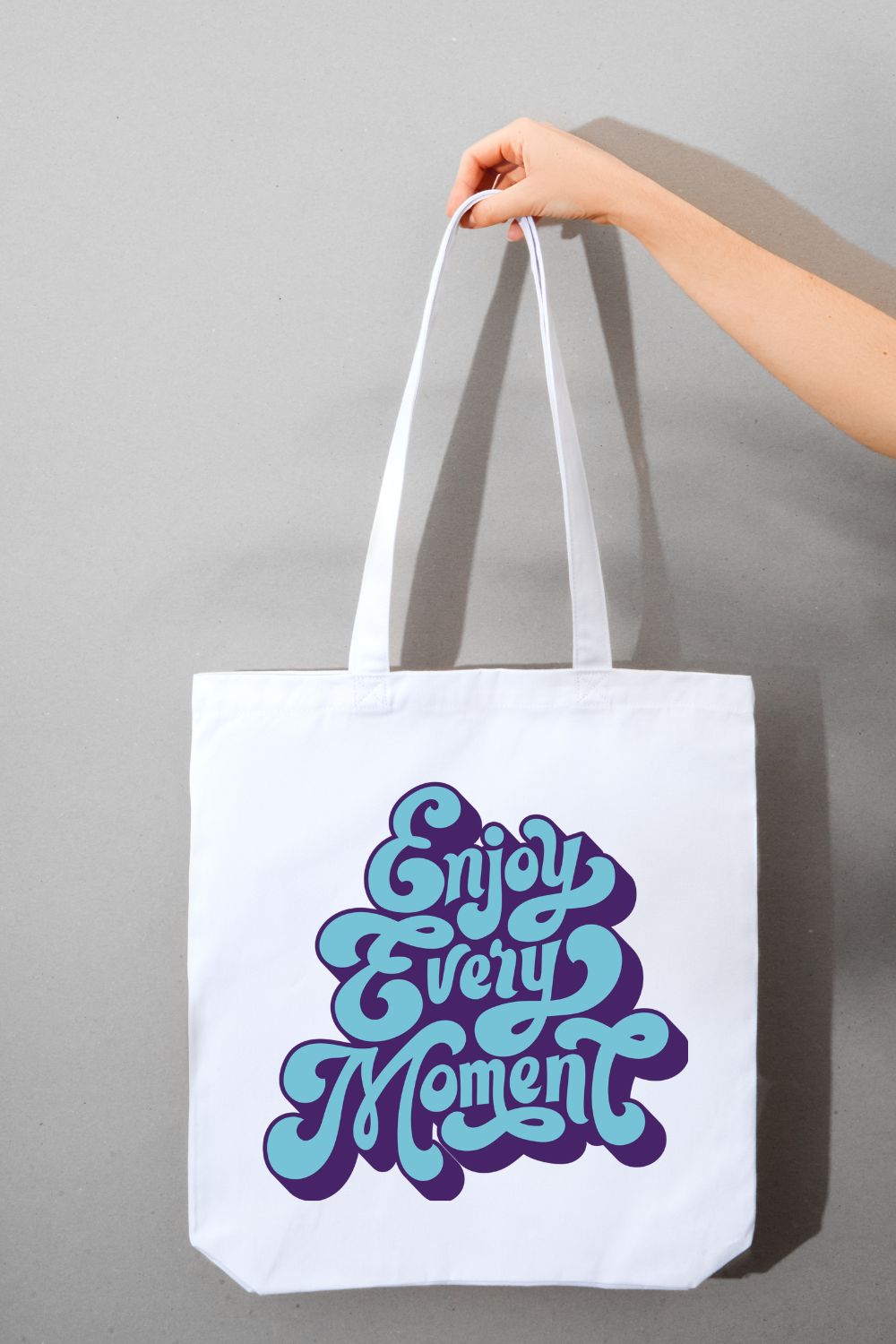 motivational t shirt design "Enjoy Every moment" pinterest preview image.