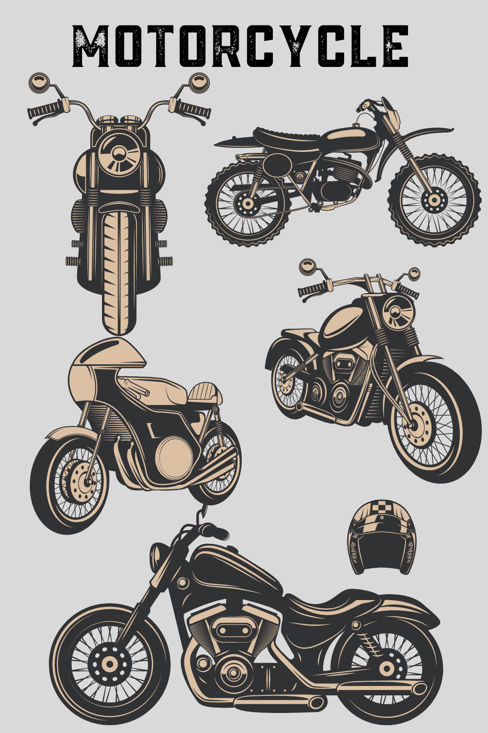 Retro Motorcycle Design Elements pinterest preview image.