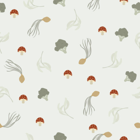 Mushroom and Broccoli Seamless Pattern cover image.