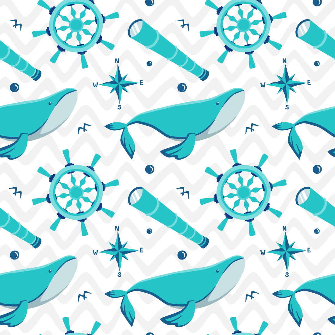 Nautical Seamless Pattern preview image.