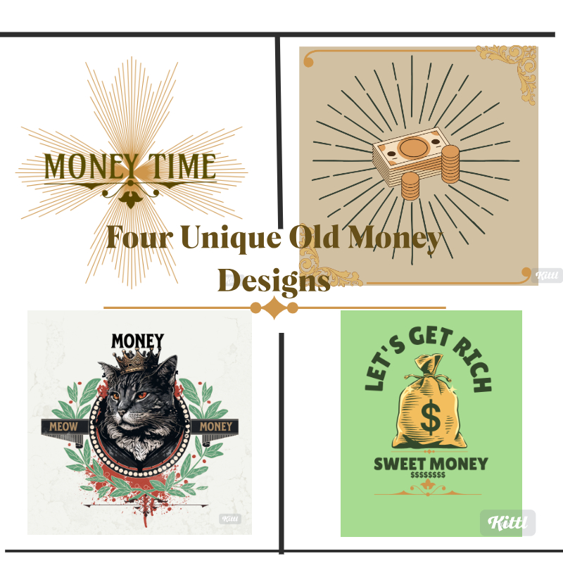 4 Old Money T-shirt Designs Collection preview image.