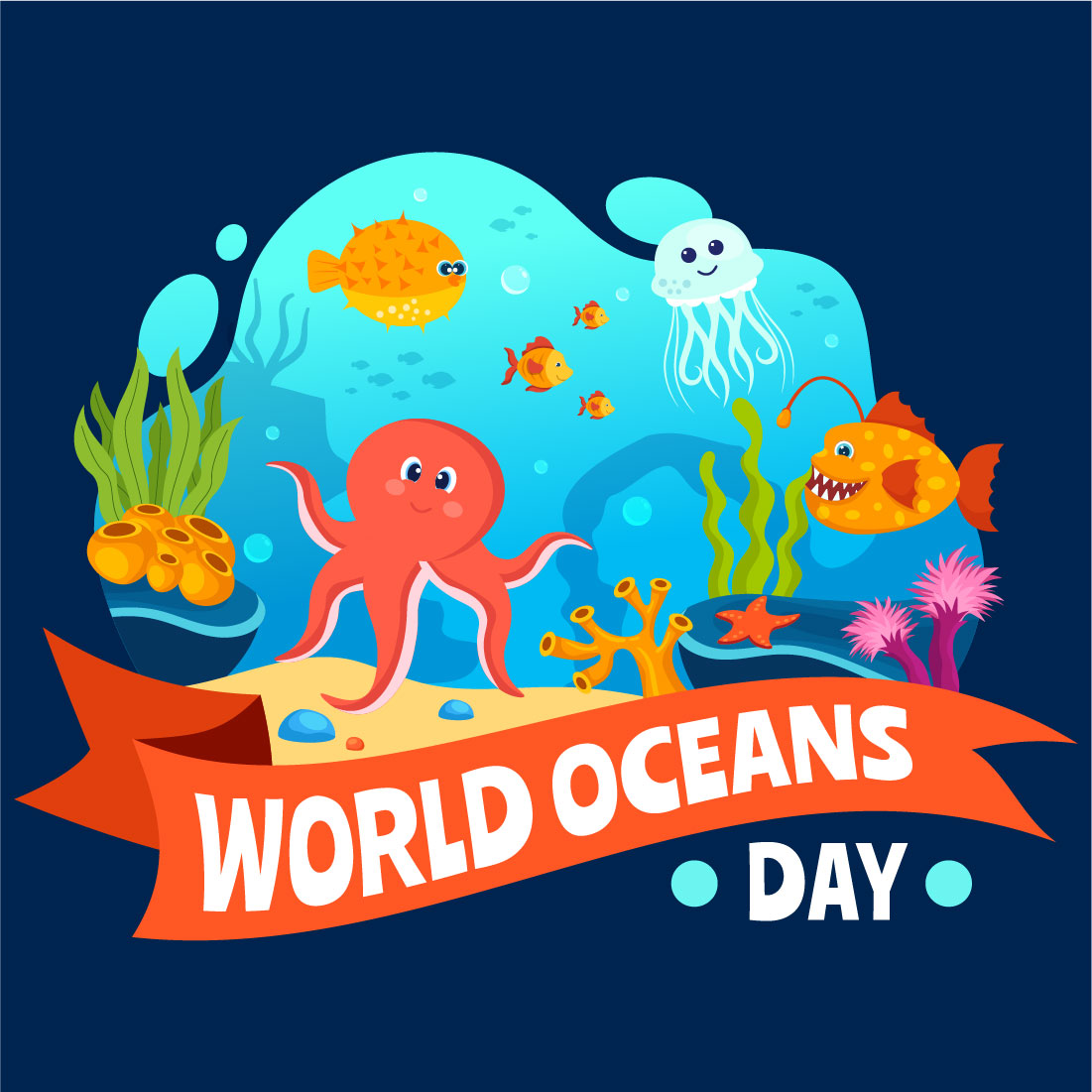 12 World Oceans Day Illustration preview image.