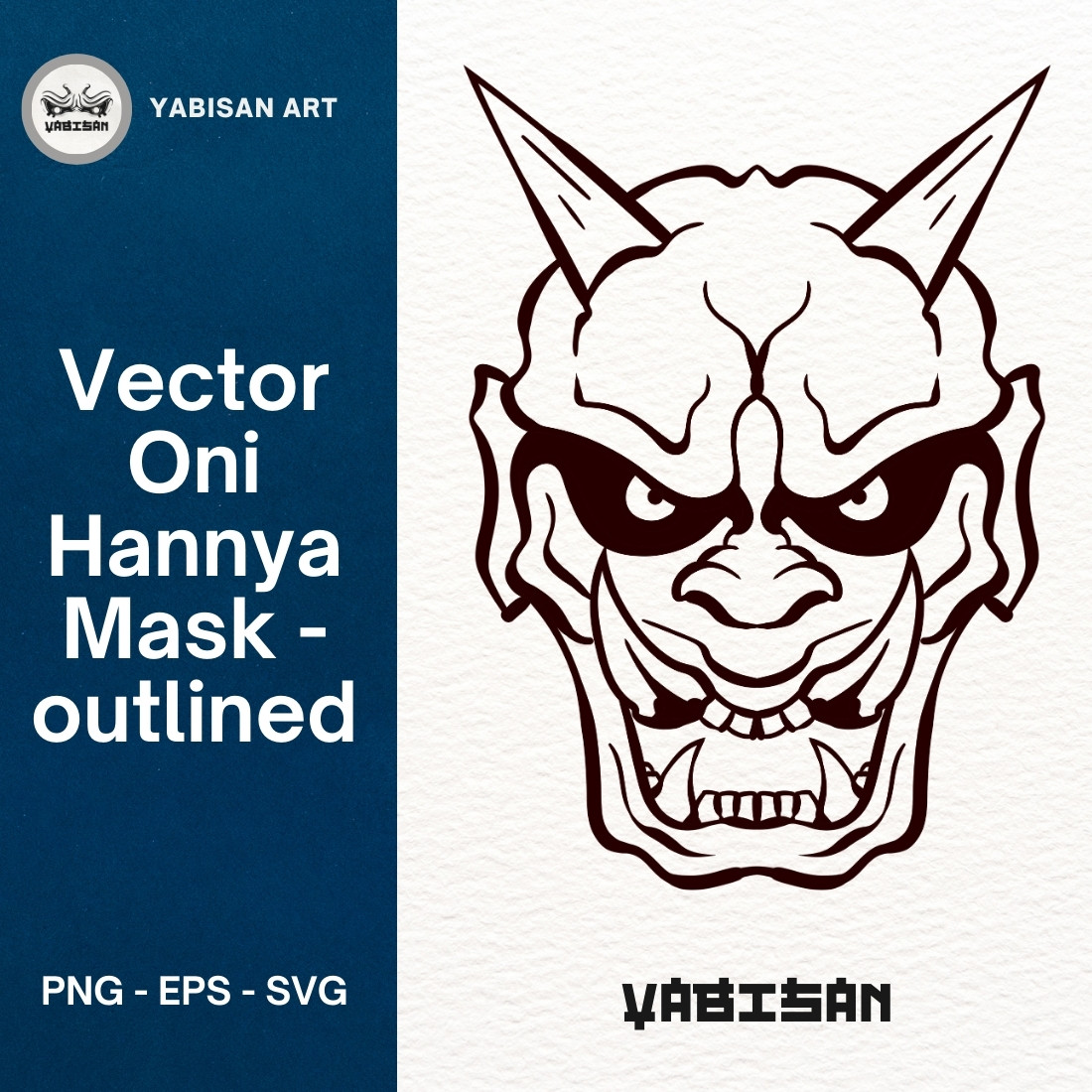 Oni Hannya Mask art 1 - outlined preview image.