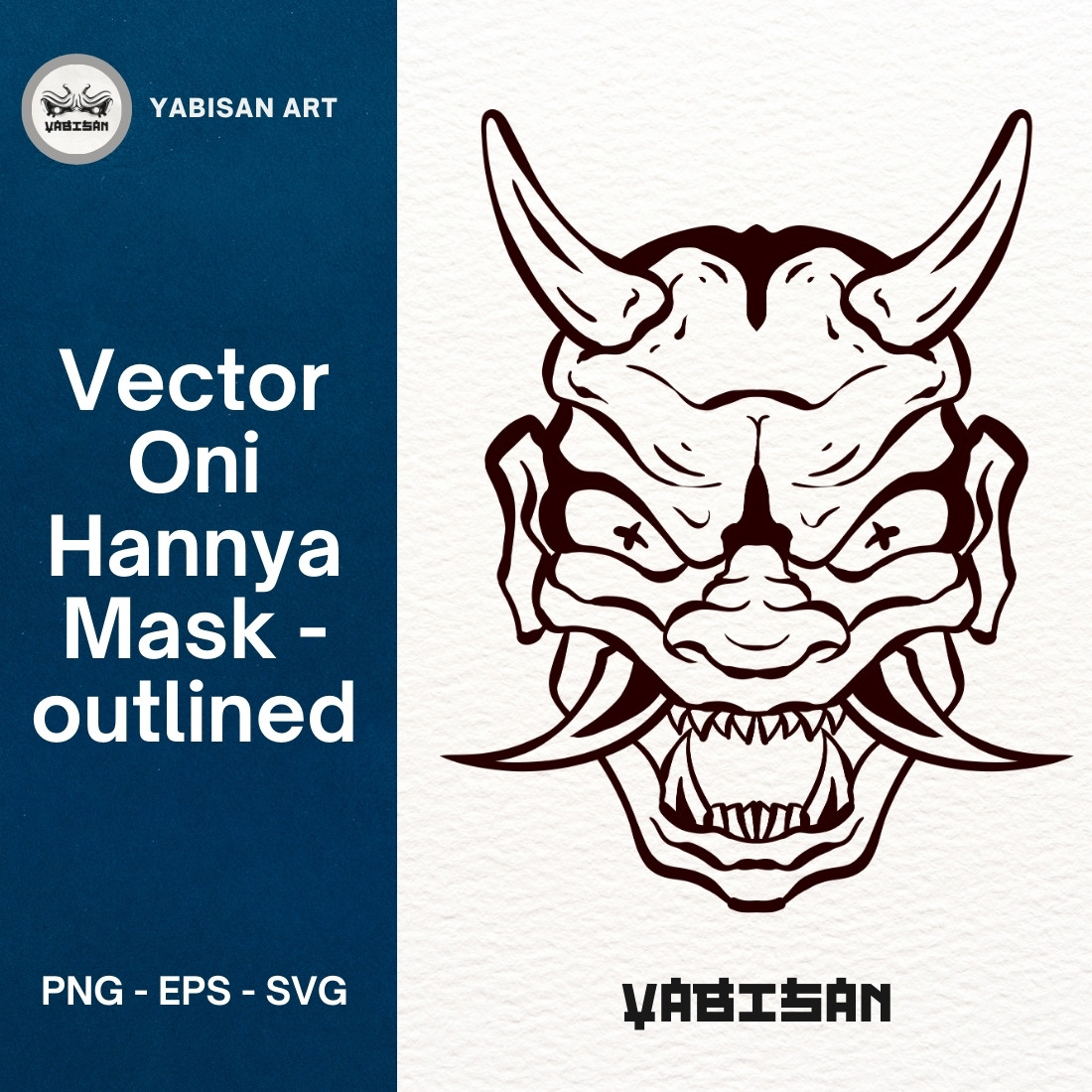 Oni Hannya Mask Art 2 – Outlined preview image.