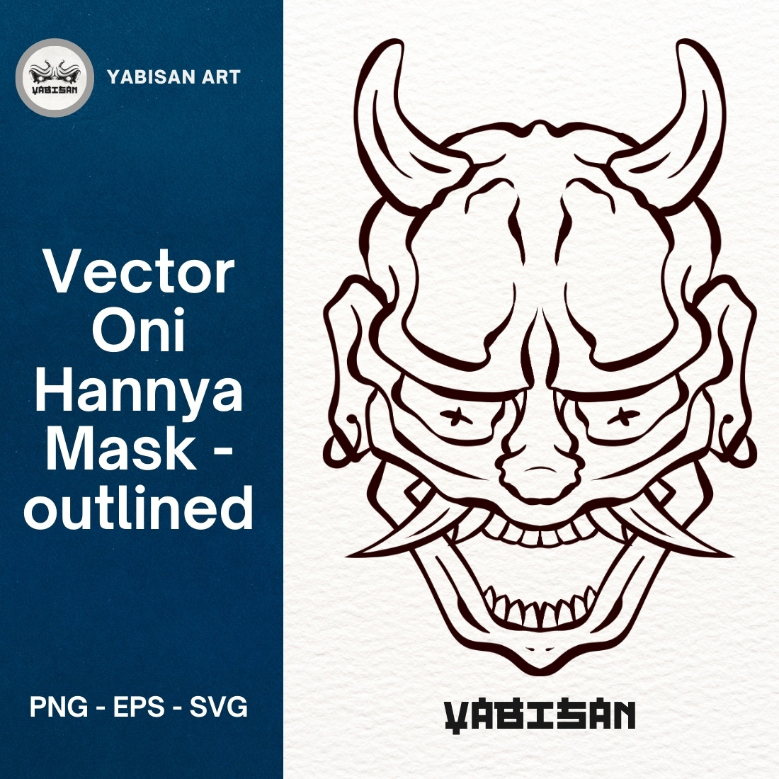 Oni Hannya Mask Art 4 – Outlined preview image.