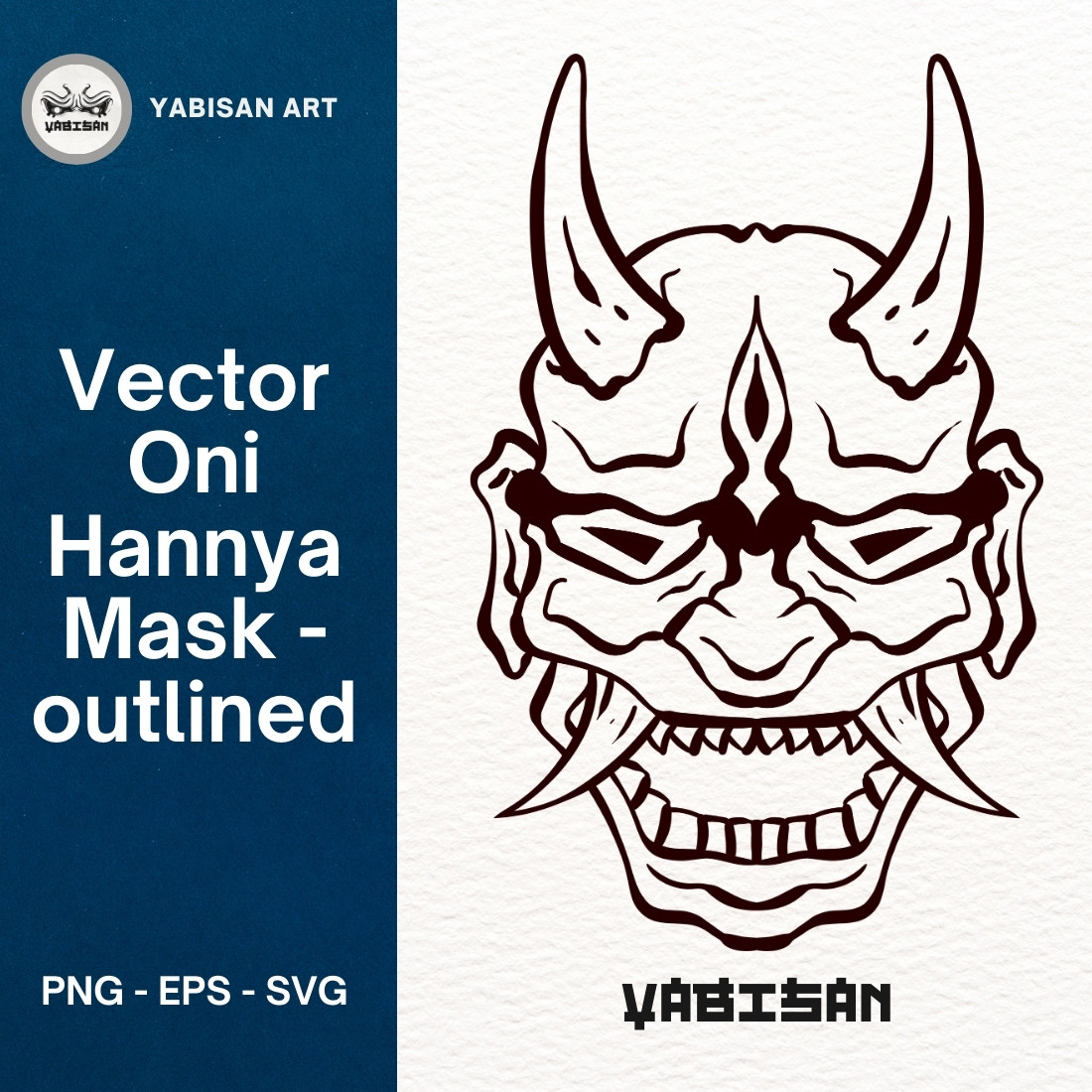 Oni Hannya Mask Art 5 – Outlined preview image.