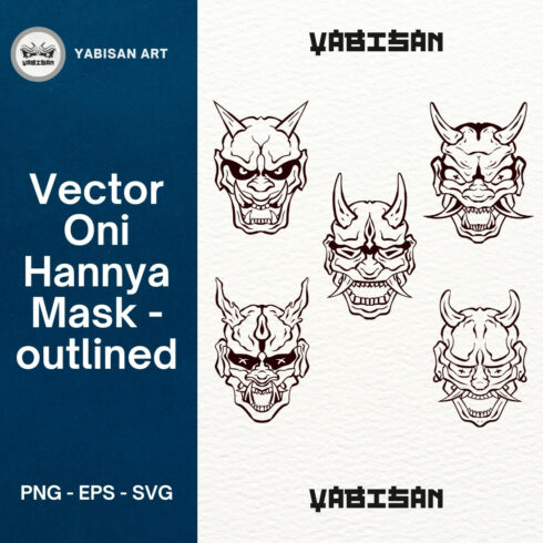 Oni Hannya Mask Art set – Outlined cover image.