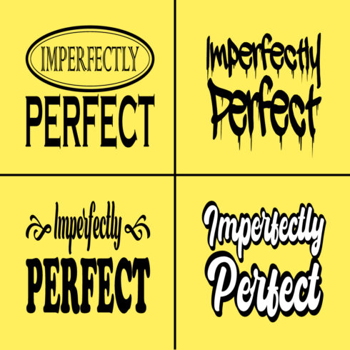 Imperfectly Perfect Motivational and Inspirational Quotes Lettering Calligraphy and Typography Bundle Design Vector cover image.
