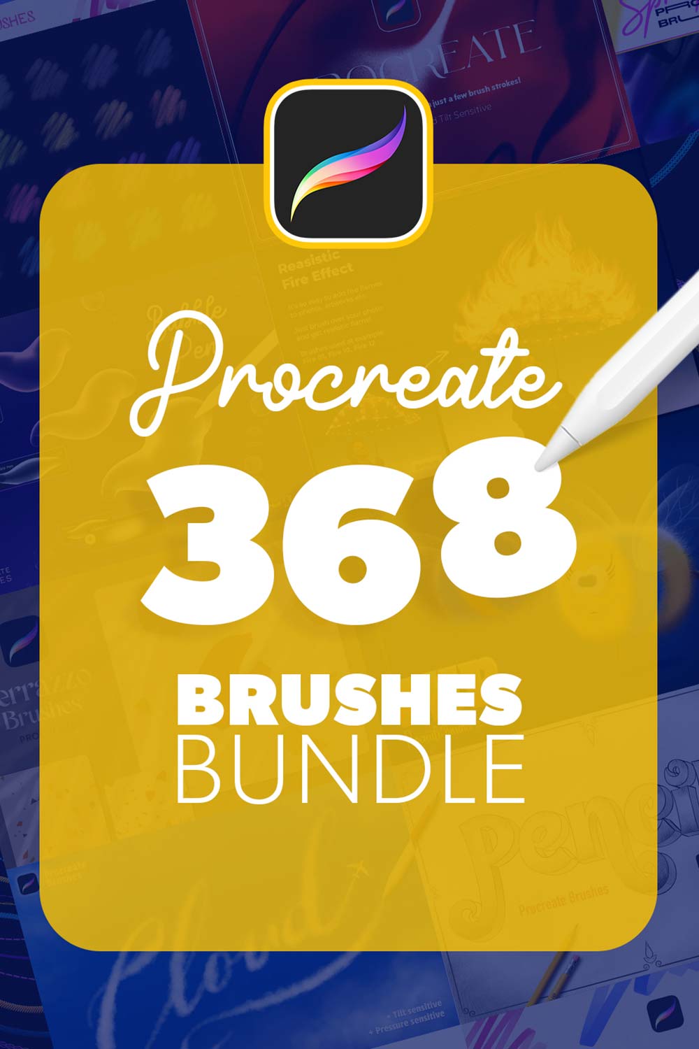 Procreate Brushes Bundle pinterest preview image.