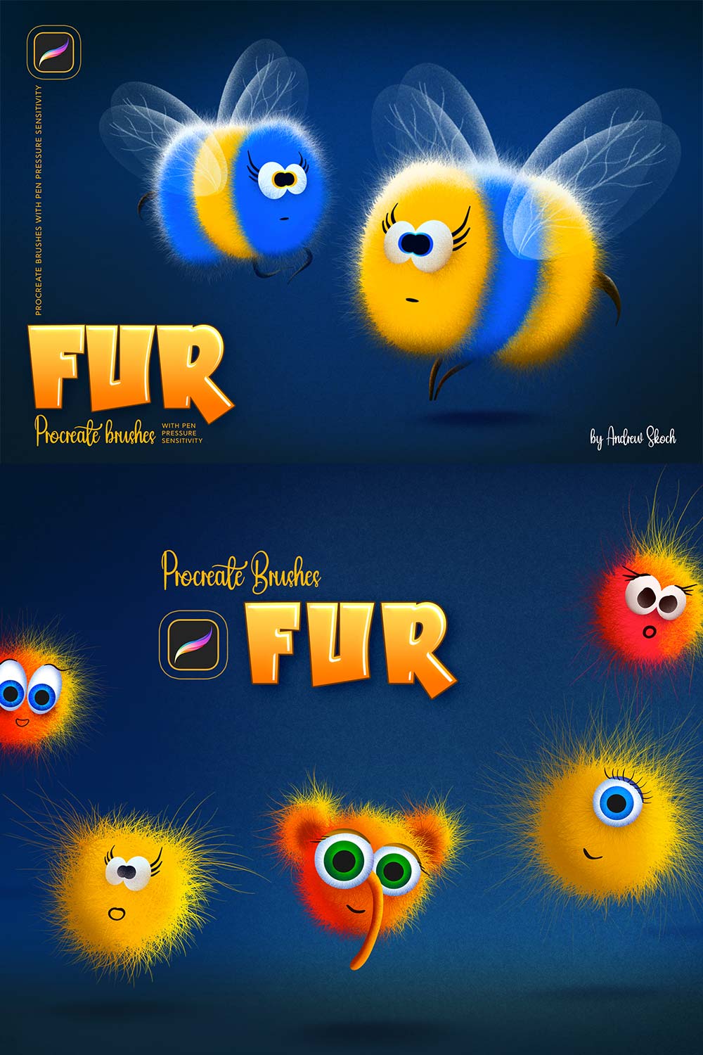 Fur Procreate Brushes pinterest preview image.