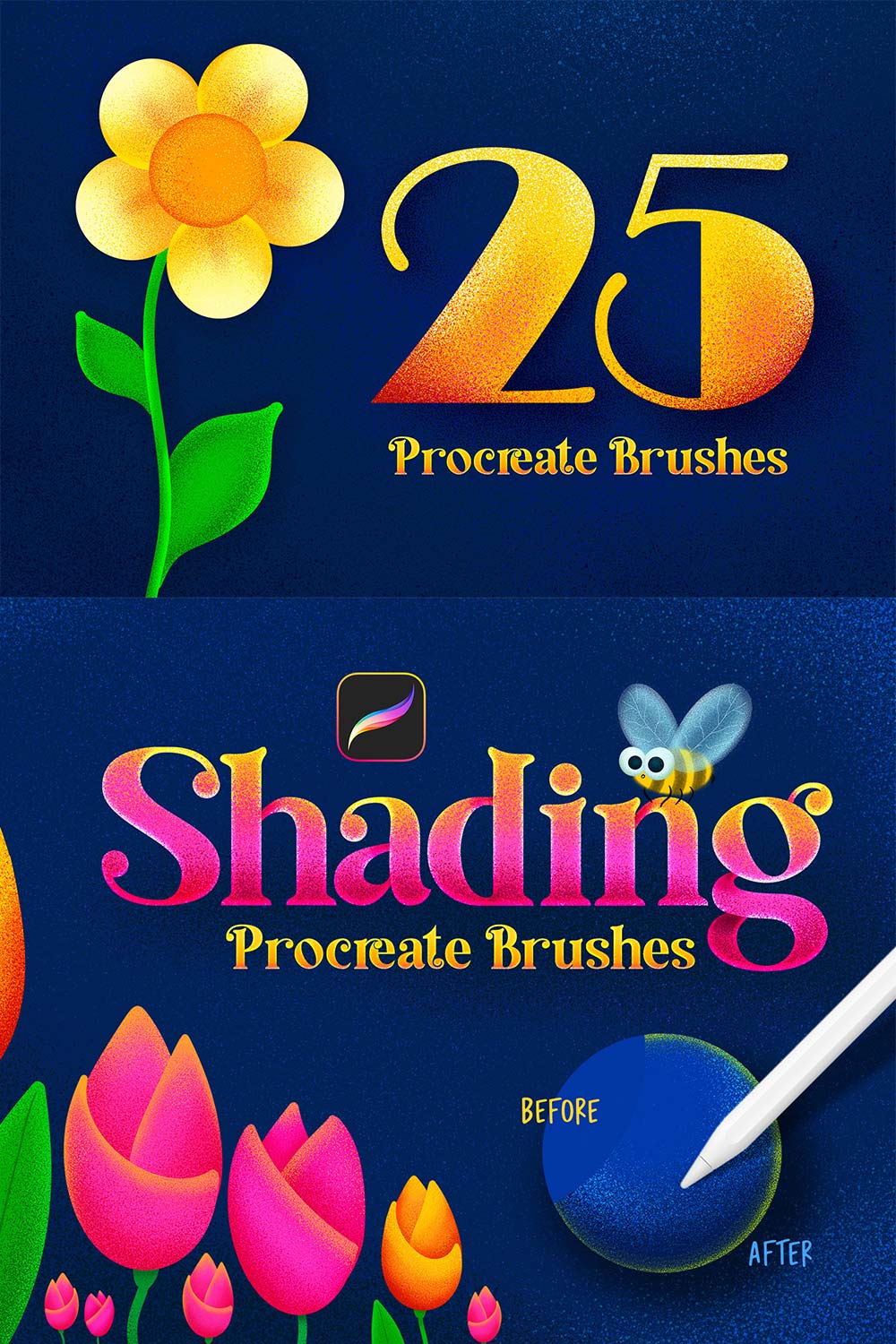 Shading Procreate Brushes pinterest preview image.