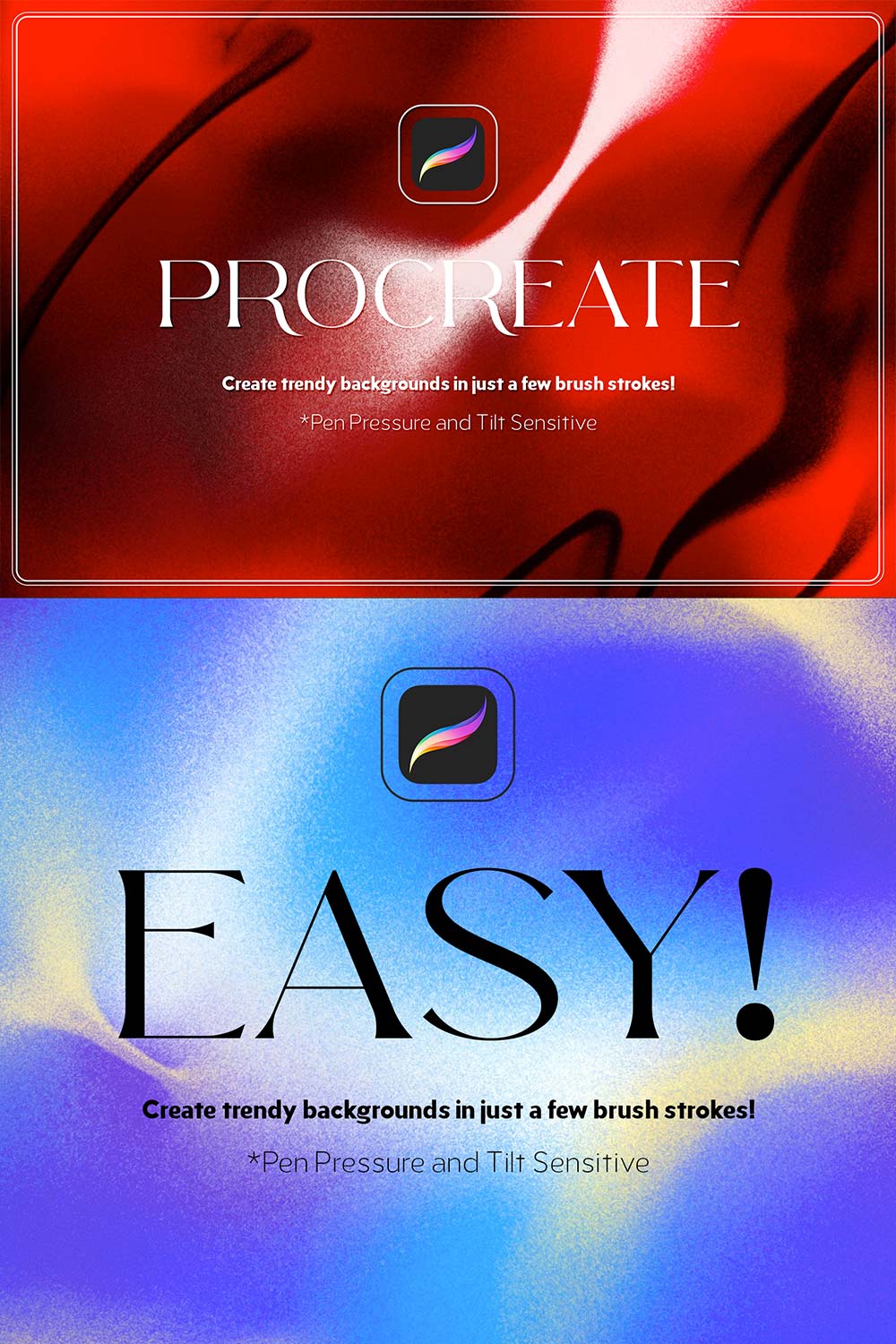 Procreate Brushes for Grain Backgrounds pinterest preview image.