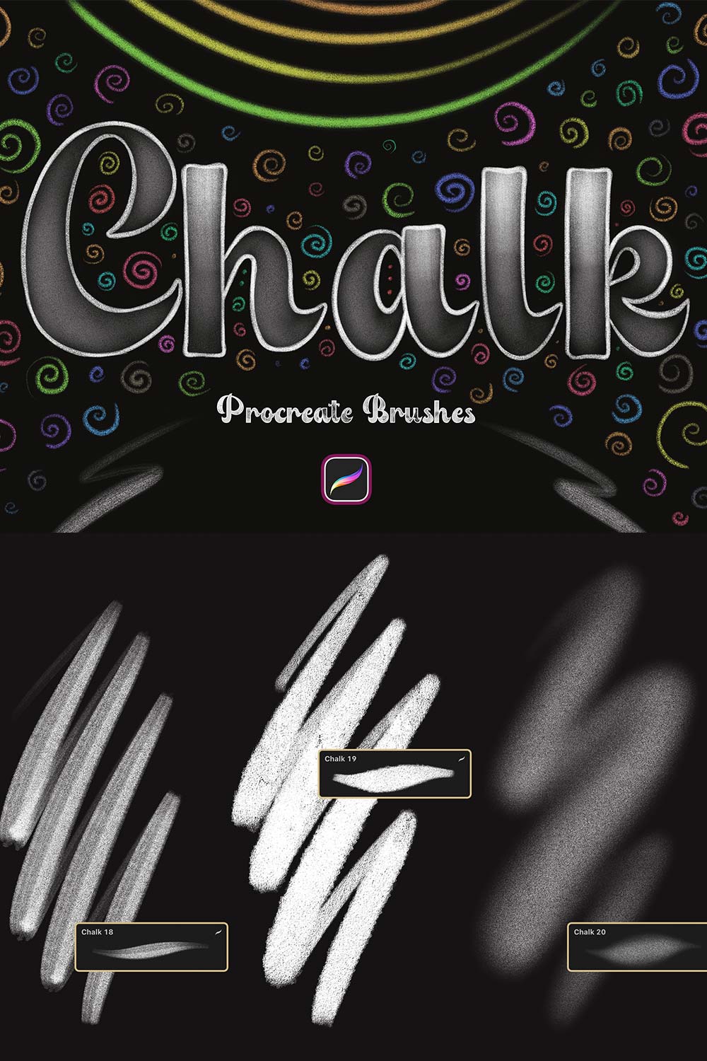 Chalk Procreate Brushes pinterest preview image.