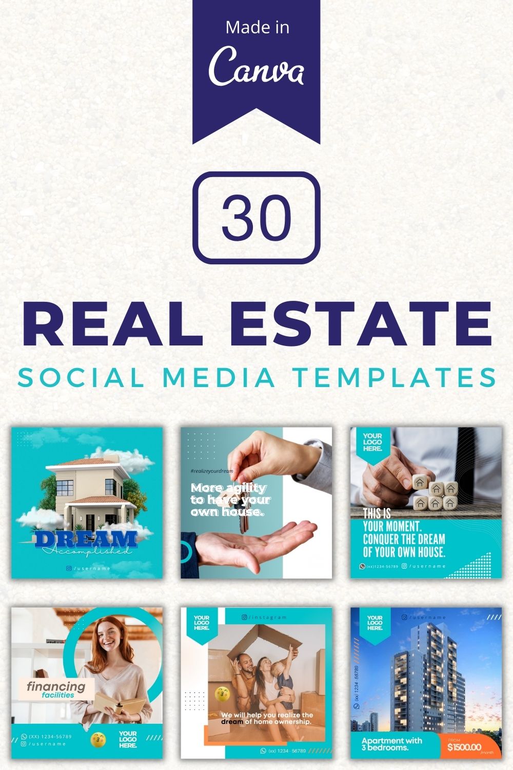 30 Real Estate Canva Templates For Social Media pinterest preview image.