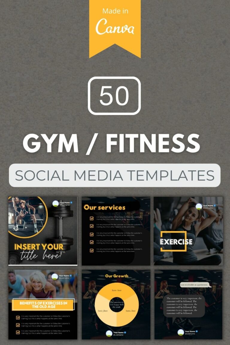 50 Premium Gym Canva Templates For Social Media - MasterBundles