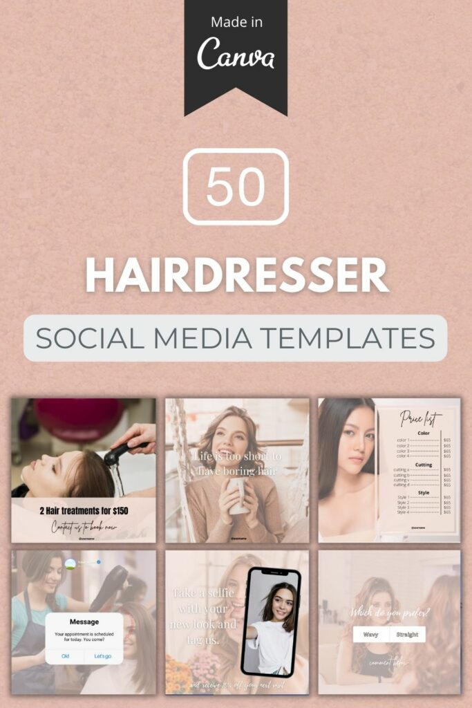 50 Premium Hairdresser Canva Templates For Social Media - MasterBundles
