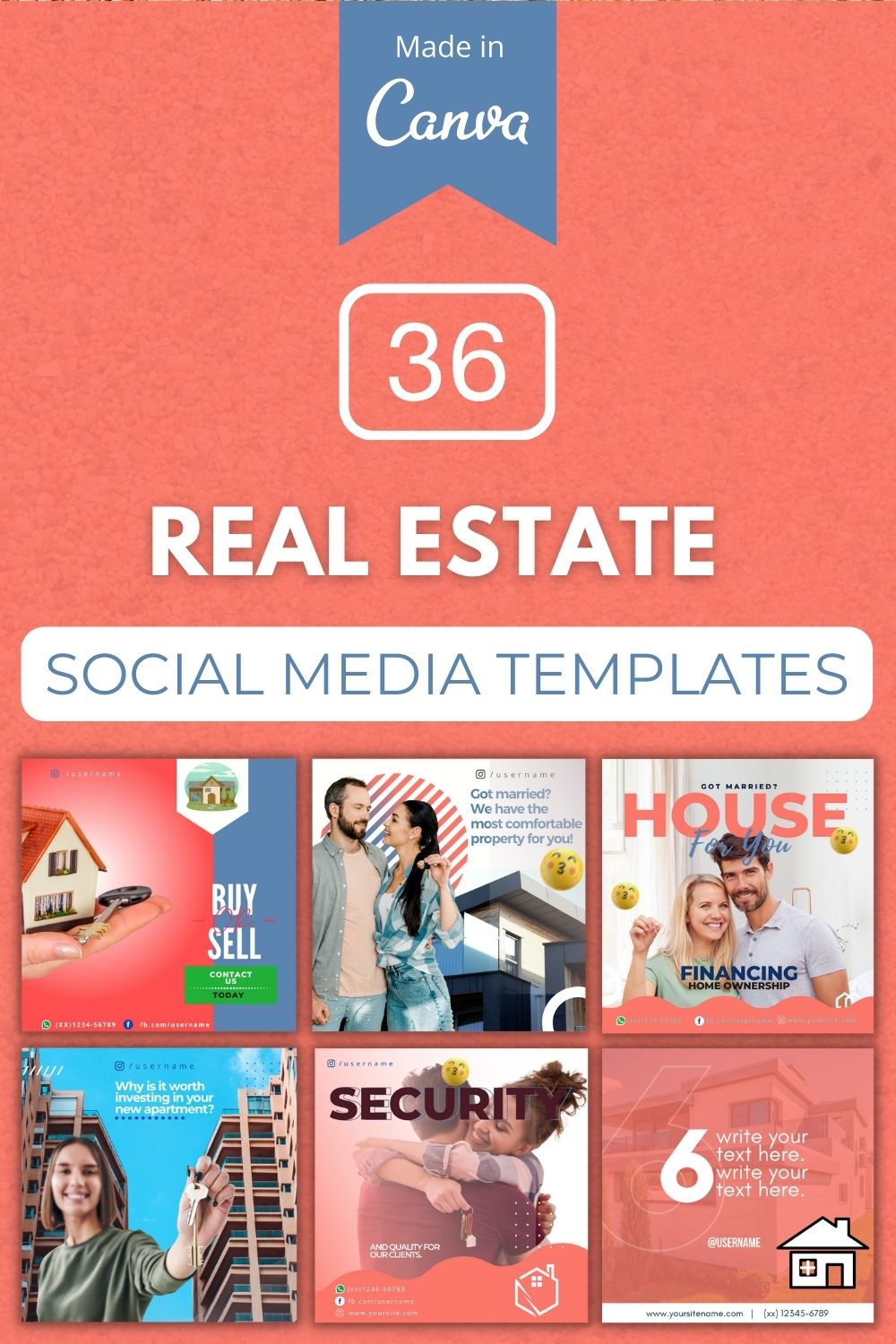 36 Real Estate Canva Templates For Social Media pinterest preview image.
