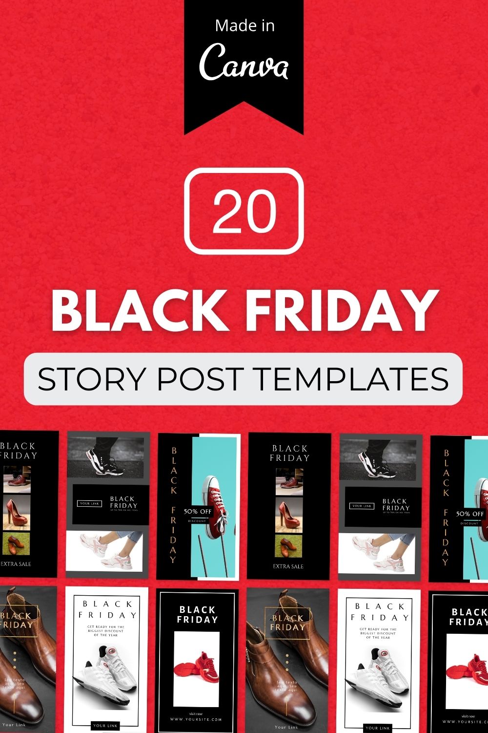 20 Black Friday Promo Story Templates pinterest preview image.