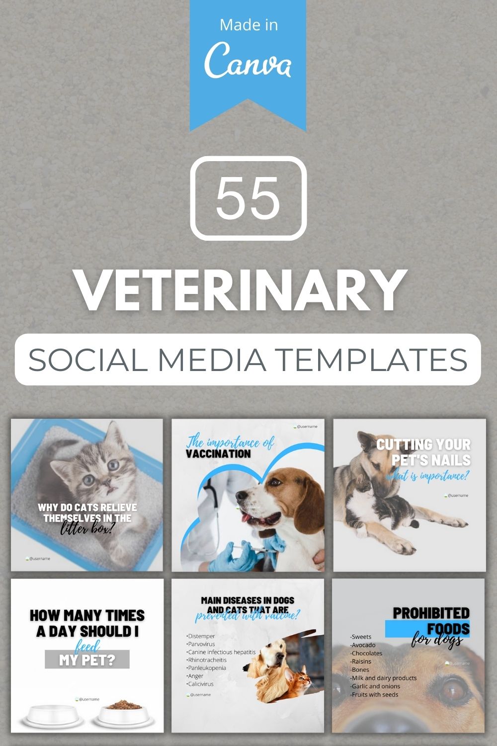 55 Veterinary Canva Templates For Social Media pinterest preview image.