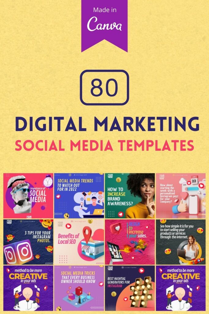 80 Premium Digital Marketing Canva Templates For Social Media ...