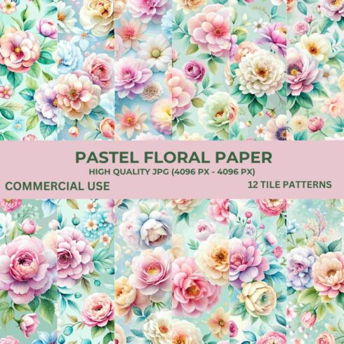 Pastel Floral Paper Pattern Bundle Soft and Elegant Designs for Crafting And Scrapbooking cover image.