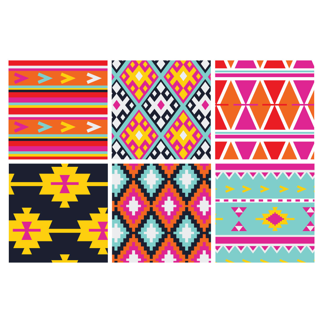 Electro Boho Seamless Vector Patterns preview image.