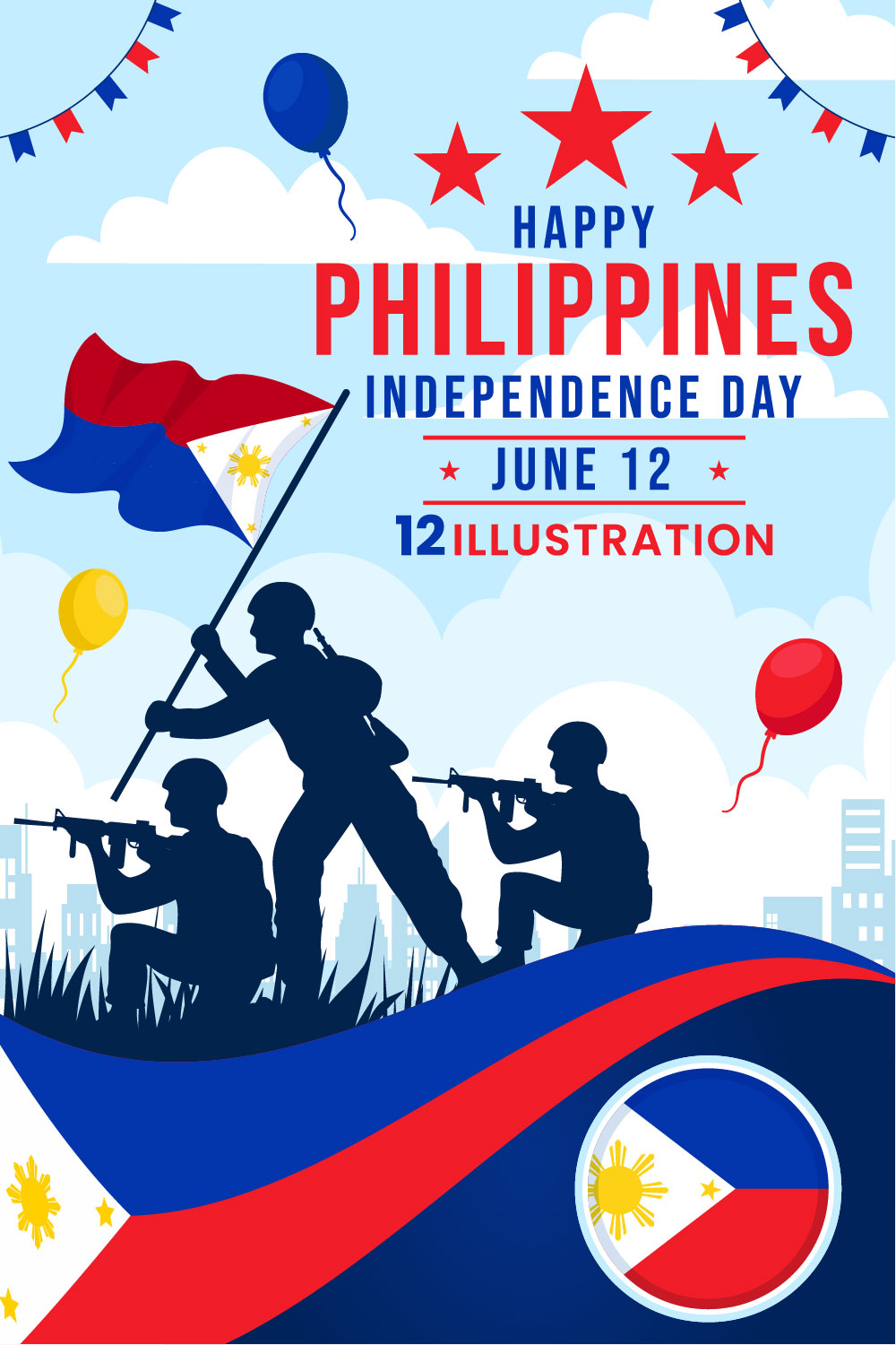 12 Philippines Independence Day Illustration pinterest preview image.