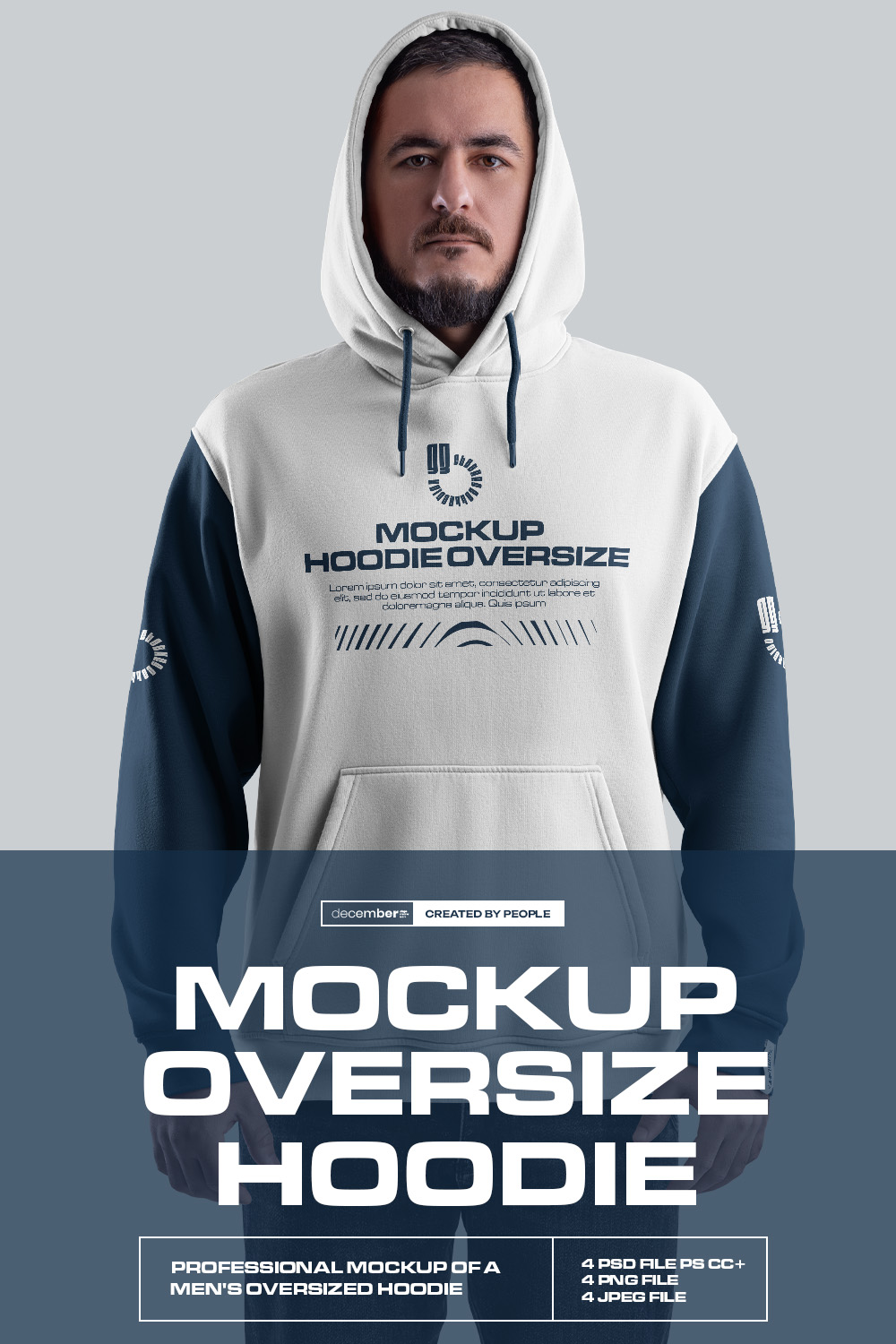 4 Mockups Oversize Hoodie vol2 Front, Back and Side View pinterest preview image.