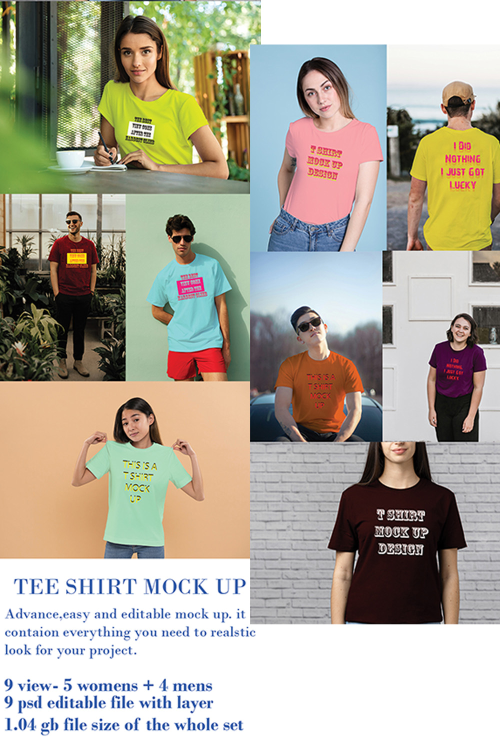 Men’s and Women’s T-shirt Mock -up pinterest preview image.