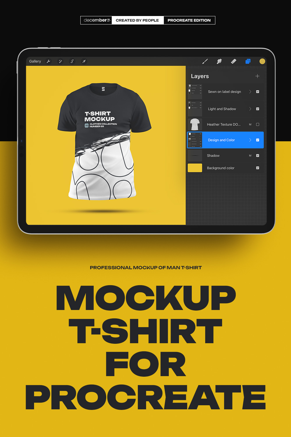 7 Mockups Man T-Shirt for Procreate pinterest preview image.