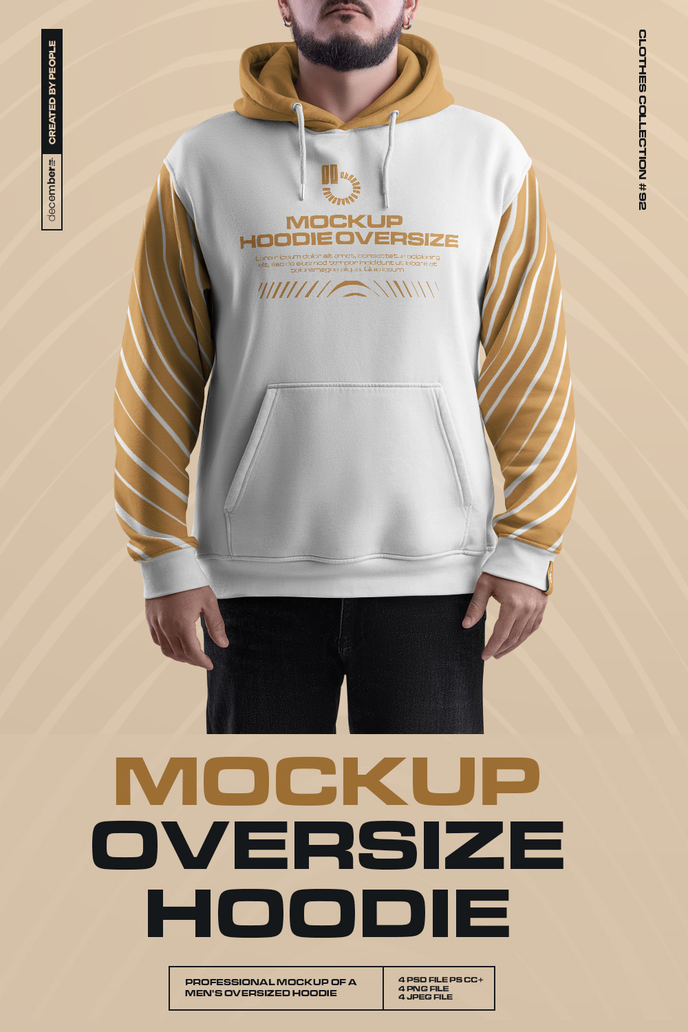 4 Mockups Oversize Hoodie Front, Back and Side View pinterest preview image.