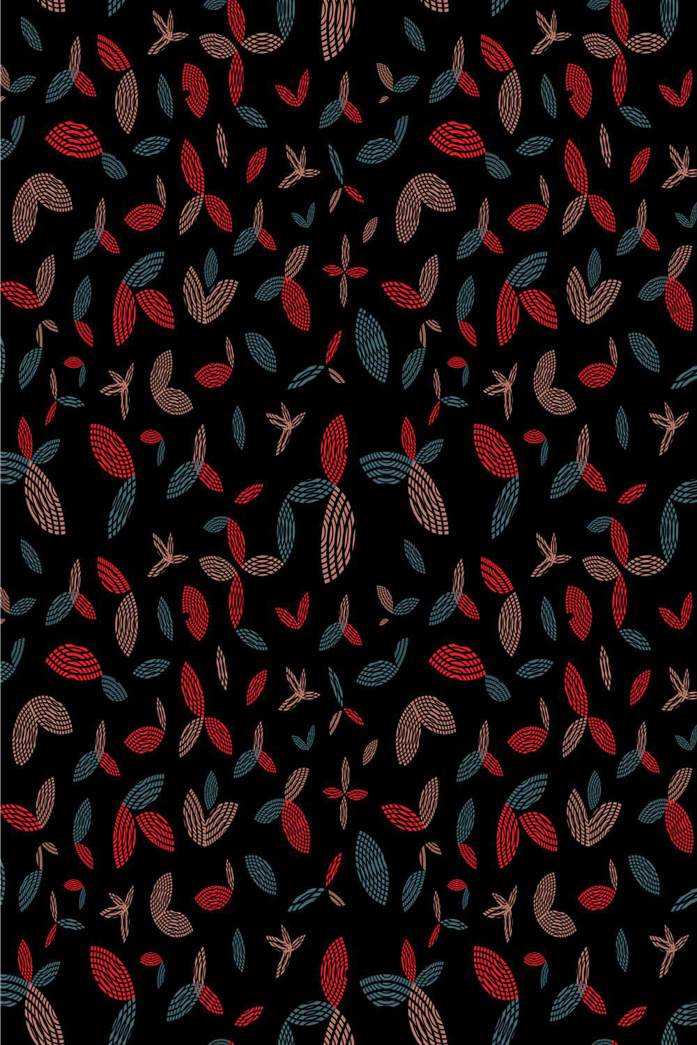 Geometric Leaf Hand Drawn Seamless Pattern Pro Vector pinterest preview image.
