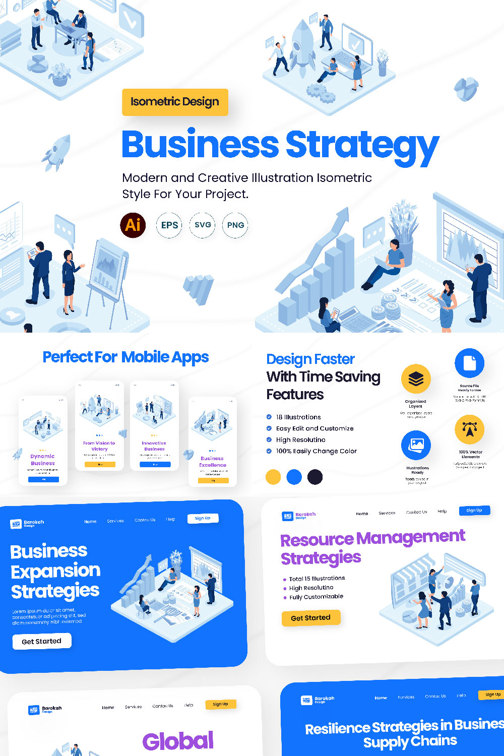 Illustrations Related to Business Strategy pinterest preview image.