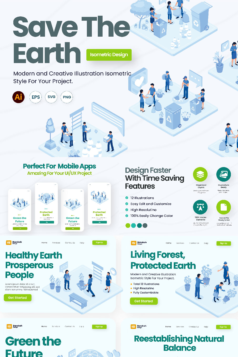 Illustration of Prevention of Pollution & Global Warming pinterest preview image.