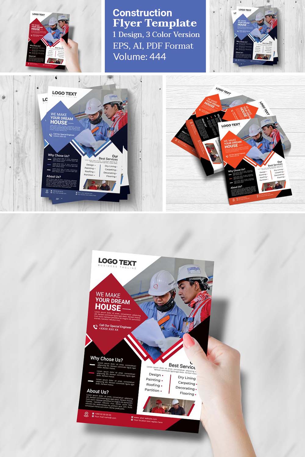 Building Construction Flyer Template pinterest preview image.