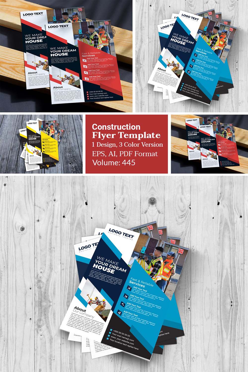 Construction Flyer Templates pinterest preview image.