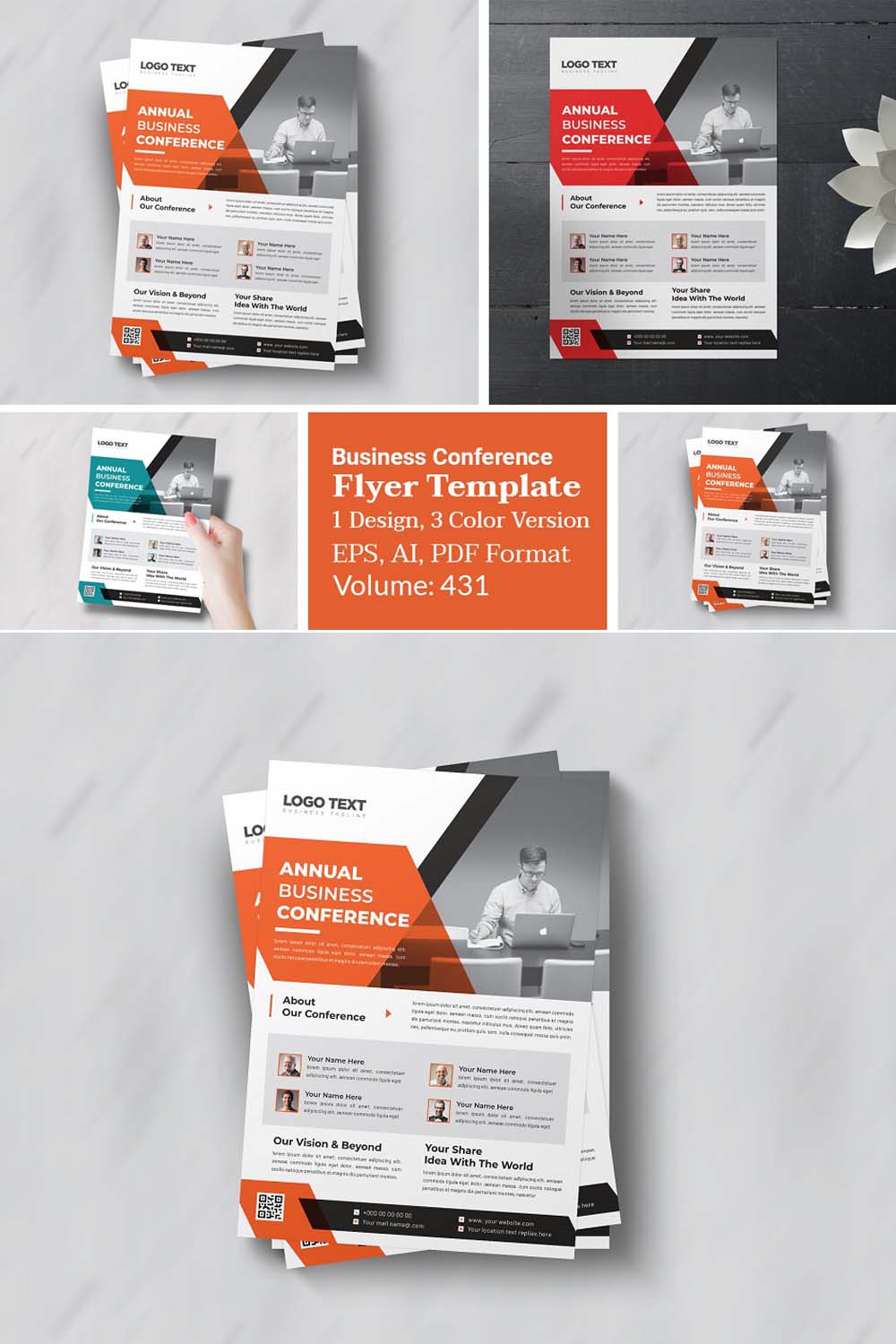 Business Conference Flyer Design Template pinterest preview image.